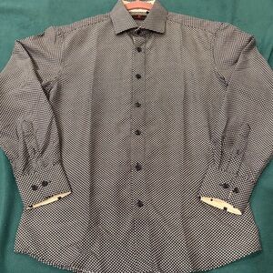 BC COLLECTION Men's Blue and White Button Down Dress Shirt with Baseballs Size S